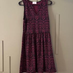 Everly Pink and Black Geometric Kids Dress